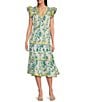 SAIL to SABLE x Style Charade Floral Print V-Neck Flutter Sleeve Midi Dress, Color:Spring Floral - Image 1