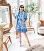 Color:Placid Floral - Image 4 - x Style Charade Placid Floral Print Short Sleeve Belted Ruffle Hem Button Front Shirt Dress