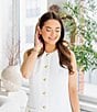 Color:White - Image 2 - x Style Charade Sleeveless Detachable Eyelet Collar Overlay Pocketed Button Front Shift Dress