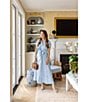SAIL to SABLE x Style Charade Stripe Button Down Collar Short Sleeve Tie Front Midi Dress, Color:Blue/White - Image 4