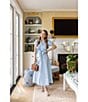 SAIL to SABLE x Style Charade Stripe Button Down Collar Short Sleeve Tie Front Midi Dress, Color:Blue/White - Image 5