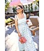SAIL to SABLE x Style Charade Stripe Print Square Neck Tie Shoulder Sleeveless Maxi Dress, Color:Blue/White Stripe - Image 4