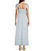 SAIL to SABLE x Style Charade Stripe Print Square Neck Tie Shoulder Sleeveless Maxi Dress, Color:Blue/White Stripe - Image 2