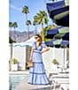 SAIL to SABLE x Style Charade Stripe Print V-Neck Short Sleeve Seersucker Maxi Dress, Color:Blue/White Stripe - Image 4