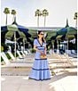 SAIL to SABLE x Style Charade Stripe Print V-Neck Short Sleeve Seersucker Maxi Dress, Color:Blue/White Stripe - Image 6