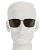 Saint Laurent Men's SL Logo 57mm Aviator Sunglasses, Color:Shiny Silver - Image 2