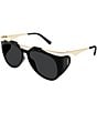 Yves Saint Laurent Women's Amelia New Wave 55mm Statement Navigator Sunglasses, Color:Black - Image 1
