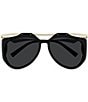 Yves Saint Laurent Women's Amelia New Wave 55mm Statement Navigator Sunglasses, Color:Black - Image 2