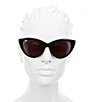 Color:Black - Image 2 - Women's Cat Eye 55mm Sunglasses