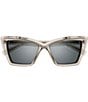 Color:Transparent Cream - Image 2 - Women's New Wave 54mm Cat Eye Sunglasses