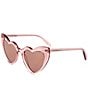Color:Shiny Transparent Antique Pink - Image 1 - Women's SL 181 Lou Lou 54mm Heart Sunglasses