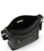 Color:Black Embossed - Image 2 - Arcadia Recycled Vegan Leather Gen Black Floral Crossbody Bag