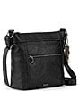 Color:Black Embossed - Image 3 - Arcadia Recycled Vegan Leather Gen Black Floral Crossbody Bag