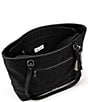 Color:Black Embossed - Image 2 - Arcadia Recycled Vegan Leather Black Floral Metro Tote Bag