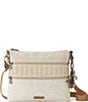 Color:White Flower Blossom - Image 1 - Artist Circle Floral Double Zip Coated Canvas Crossbody Bag