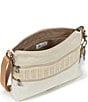 Color:White Flower Blossom - Image 3 - Artist Circle Floral Double Zip Coated Canvas Crossbody Bag