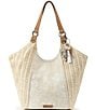 Color:White Flower Blossom - Image 1 - Roma Floral Straw & Canvas Hobo Bag