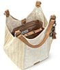 Color:White Flower Blossom - Image 2 - Roma Floral Straw & Canvas Hobo Bag