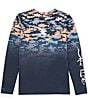 Color:Ebony - Image 2 - Big Boys 8-20 Long Sleeve Aquatic Journey Fade Rashguard T-Shirt