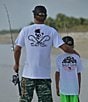 Color:White - Image 3 - Big Boys 8-20 Short Sleeve Salty Shark Of Life Graphic T-Shirt
