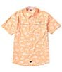 Color:Grapefruit - Image 1 - Short Sleeve Fish 'N Bones Reverse Print Woven Shirt