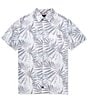 Color:White - Image 1 - Short Sleeve Jungle Vibes Reverse Print Woven Shirt