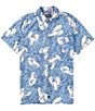 Color:Elemental Blue - Image 1 - Short Sleeve Rock Lobster Reverse Print Woven Shirt