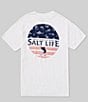 Color:White - Image 1 - Short Sleeve Salty Honor Bones Americana Heathered Graphic T-Shirt