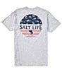 Color:Athletic Heather - Image 1 - Short Sleeve Salty Honor Bones Americana Heathered Graphic T-Shirt