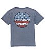 Color:Washed Navy - Image 1 - Short Sleeve Sea Stars & Stripes Graphic T-Shirt