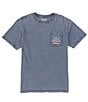 Color:Washed Navy - Image 2 - Short Sleeve Sea Stars & Stripes Graphic T-Shirt