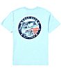 Color:Sky Blue - Image 1 - Short Sleeve Striper Glory Americana Graphic T-Shirt