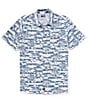 Color:Elemental Blue - Image 1 - Short Sleeve Sunshine State Reverse Print Performance Stretch Woven Shirt