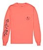 Color:Burnt Coral - Image 2 - Skull And Hooks Long Sleeve Graphic T-Shirt