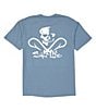 Color:Coastal Blue - Image 1 - Skull And Hooks Screen Print Short Sleeve Pocket T-Shirt