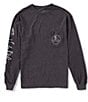 Color:Charcoal Heather - Image 2 - Skull And Poles Long Sleeve Heathered Back Graphic T-Shirt