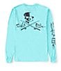 Color:Aruba Blue - Image 1 - Skull And Poles Long Sleeve Graphic T-Shirt