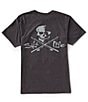 Color:Charcoal Heather - Image 1 - Skull And Poles Short Sleeve Graphic Pocket T-Shirt