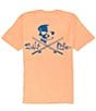 Color:Grapefruit - Image 1 - Skull And Poles Short Sleeve Graphic Pocket T-Shirt