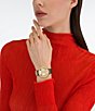 Color:Brown - Image 4 - Women's Ferragamo Curve V2 Quartz Analog Brown Leather Strap Watch
