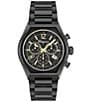 Color:Black - Image 1 - Men's Ferragamo Tonneu Chronograph Black Stainless Steel Bracelet Watch