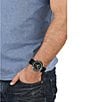 Color:Black - Image 5 - Men's Ferragamo Urban Quartz Chronograph Two Tone Logo Black Silicone Strap Watch