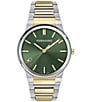 Color:Two Tone - Image 1 - Men's Infinity Sapphire Quartz Analog Two Tone Stainless Steel Green Dial Bracelet Watch