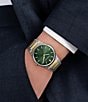 Color:Two Tone - Image 5 - Men's Infinity Sapphire Quartz Analog Two Tone Stainless Steel Green Dial Bracelet Watch