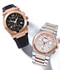 Color:Black - Image 6 - Men's Vega Rose Gold Quartz Chronograph Black Silicone Strap Watch