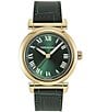 Color:Green - Image 1 - Women's Allure Quartz Analog Green Leather Strap Watch