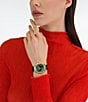 Color:Green - Image 5 - Women's Allure Quartz Analog Green Leather Strap Watch