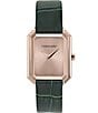 Color:Green - Image 1 - Women's Crystal Quartz Analog Green Leather Strap Watch