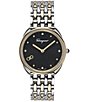 Color:Two Tone - Image 1 - Womens Cuir Quartz Analog Two Tone Stainless Steel Bracelet Watch