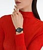Color:Black - Image 5 - Women's Curve V2 Quartz Analog Black Leather Strap Watch